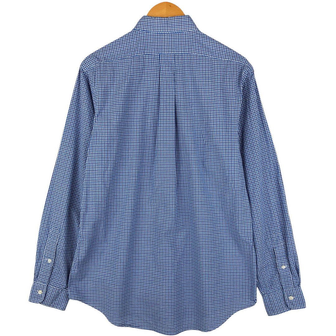 Ralph Lauren Custom Fit Check Pattern Long Sleeve Button-Down Striped Shirt, Men's Size L cotton blue type Vintage Second Hand