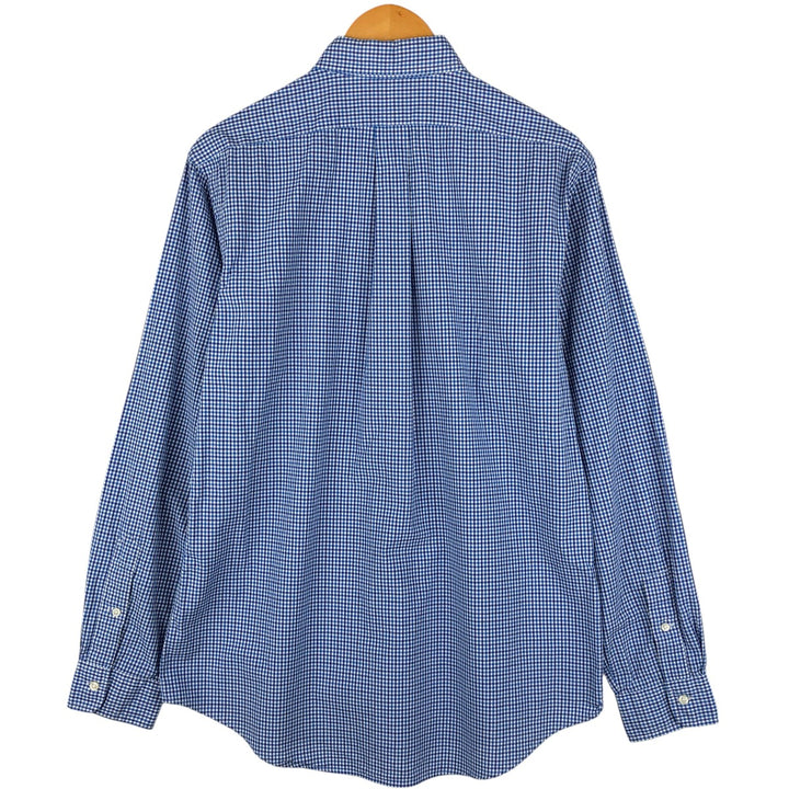 Ralph Lauren Custom Fit Check Pattern Long Sleeve Button-Down Striped Shirt, Men's Size L cotton blue type Vintage Second Hand