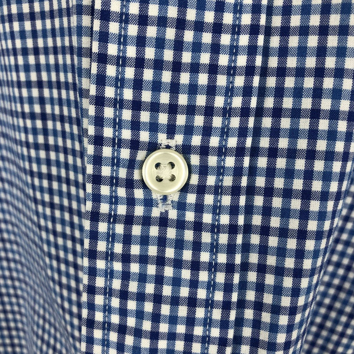 Ralph Lauren Custom Fit Check Pattern Long Sleeve Button-Down Striped Shirt, Men's Size L cotton blue type Vintage Second Hand