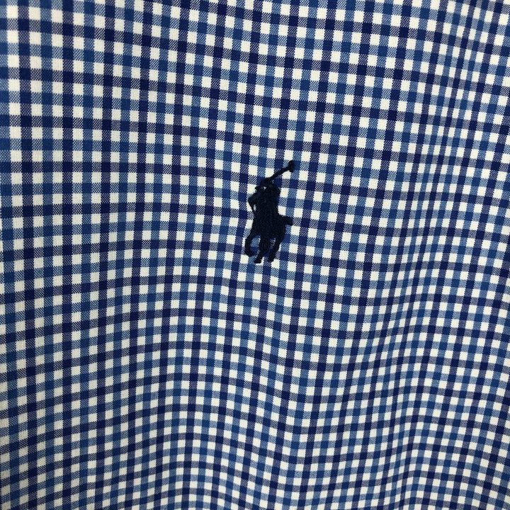 Ralph Lauren Custom Fit Check Pattern Long Sleeve Button-Down Striped Shirt, Men's Size L cotton blue type Vintage Second Hand