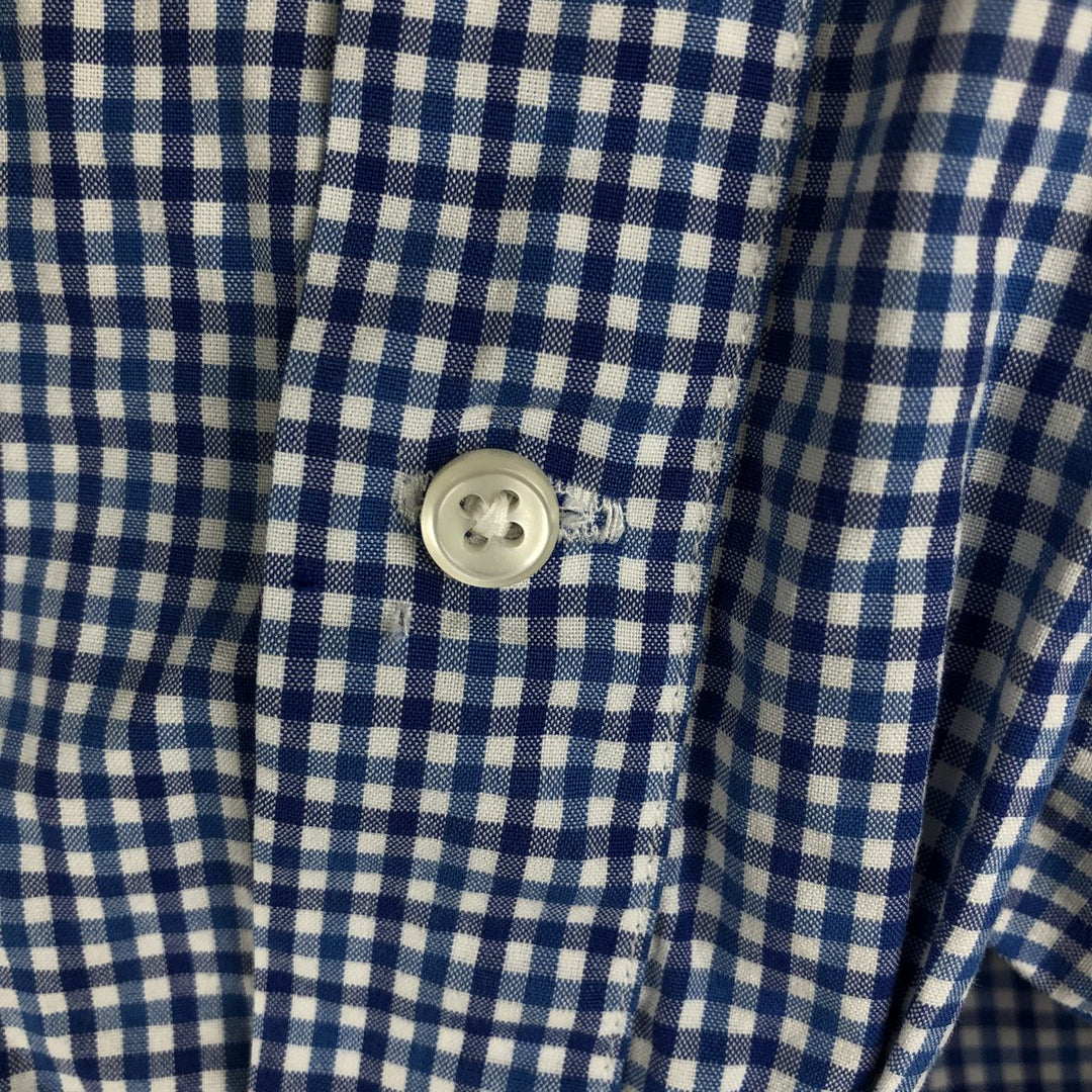 Ralph Lauren Custom Fit Check Pattern Long Sleeve Button-Down Striped Shirt, Men's Size L cotton blue type Vintage Second Hand