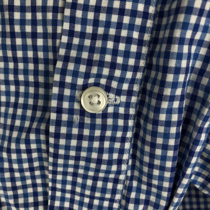 Ralph Lauren Custom Fit Check Pattern Long Sleeve Button-Down Striped Shirt, Men's Size L cotton blue type Vintage Second Hand