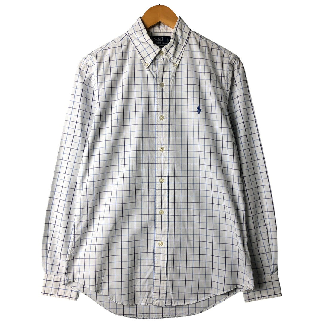Ralph Lauren POLO by RALPH LAUREN CUSTOM FIT long-sleeved button-down check shirt, men's size M cotton white type Vintage Second Hand