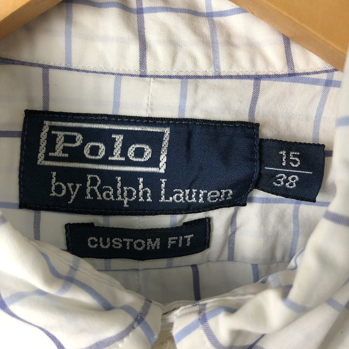 Ralph Lauren POLO by RALPH LAUREN CUSTOM FIT long-sleeved button-down check shirt, men's size M cotton white type Vintage Second Hand