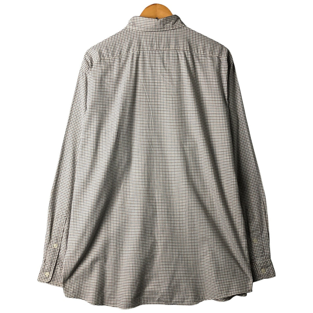 Ralph Lauren ELLINGTON long-sleeved button-down check shirt, men's size L cotton white type Vintage Second Hand