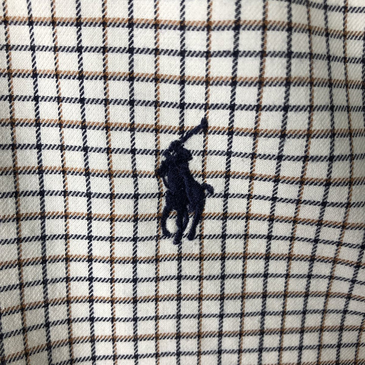 Ralph Lauren ELLINGTON long-sleeved button-down check shirt, men's size L cotton white type Vintage Second Hand