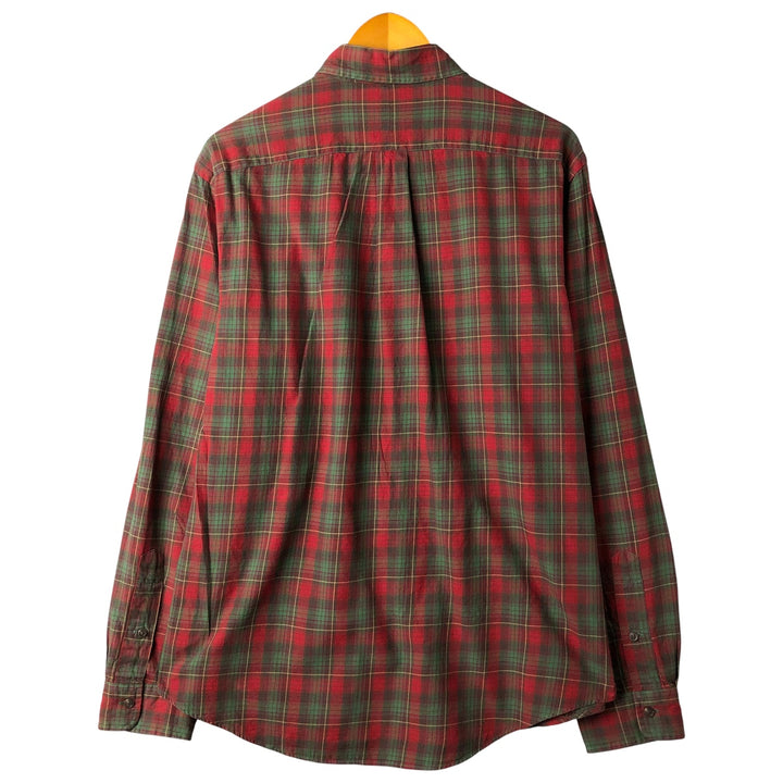 Ralph Lauren CUSTOM FIT long sleeve button down check shirt, men's size L cotton red type Vintage Second Hand