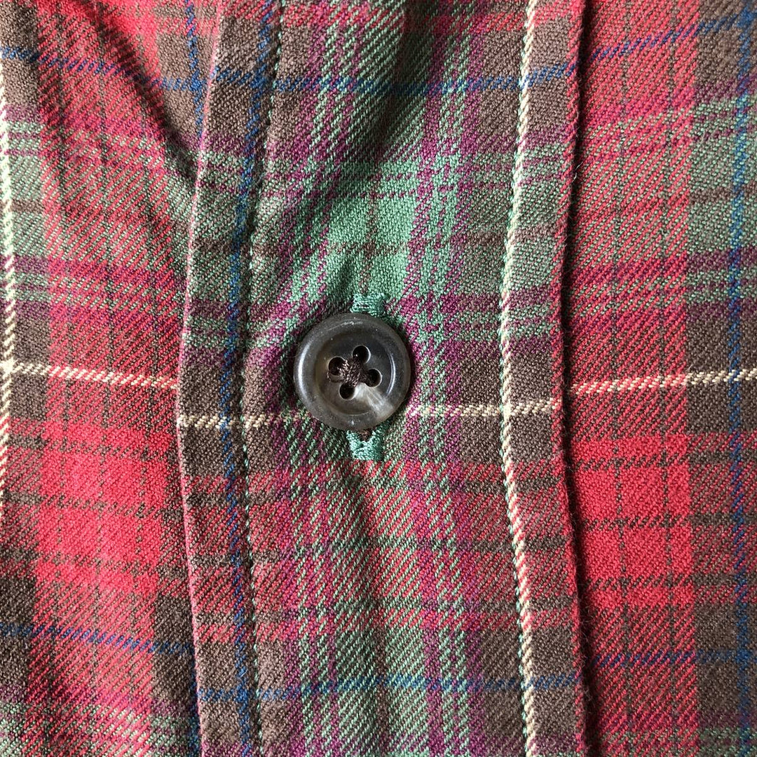 Ralph Lauren CUSTOM FIT long sleeve button down check shirt, men's size L cotton red type Vintage Second Hand