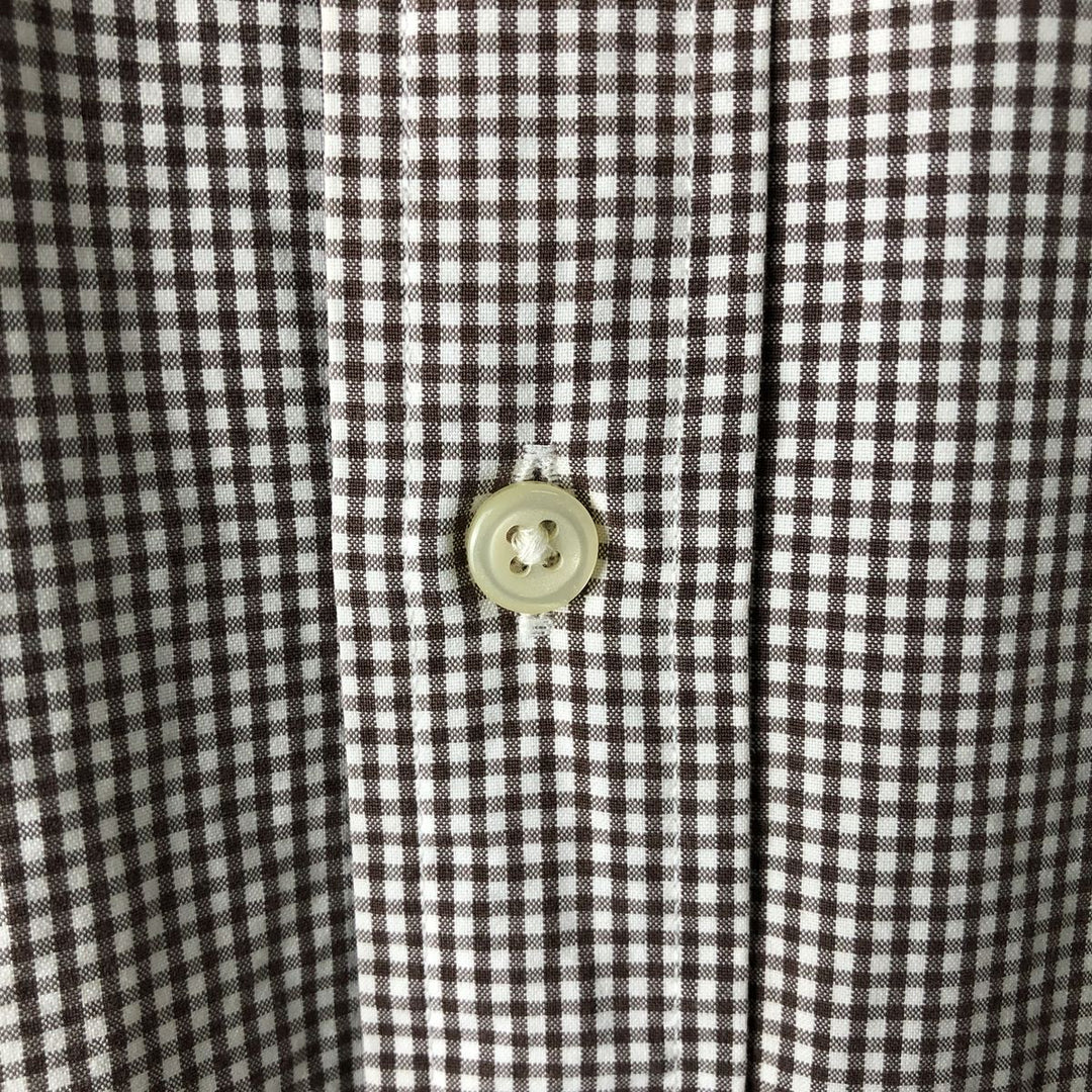 Ralph Lauren Gingham Check Long Sleeve Button-Down Check Shirt, Men's Size L cotton brown type Vintage Second Hand
