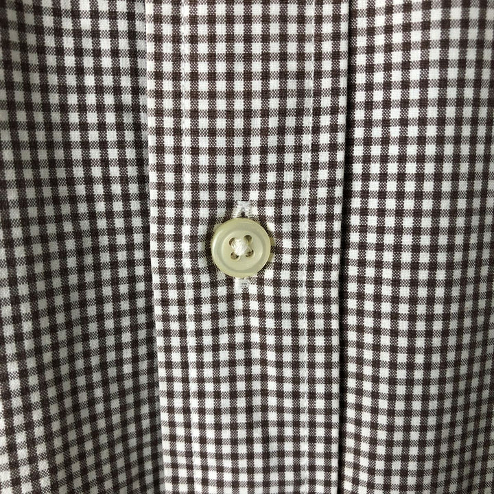 Ralph Lauren Gingham Check Long Sleeve Button-Down Check Shirt, Men's Size L cotton brown type Vintage Second Hand