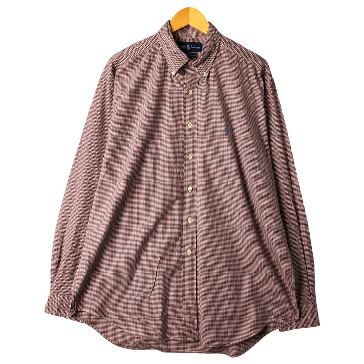 Ralph Lauren BLAKE long sleeve button down check shirt, men's size L cotton red type Vintage Second Hand