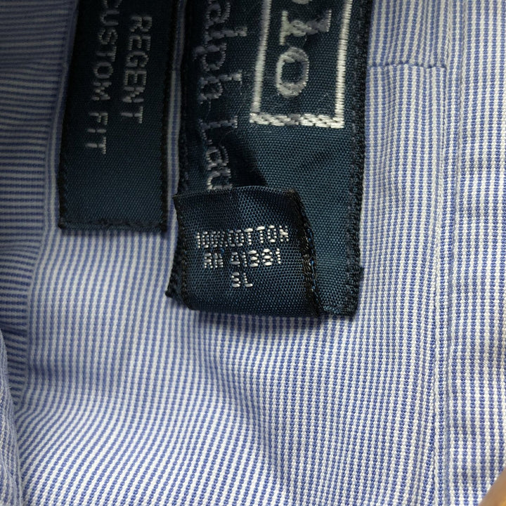 Ralph Lauren POLO by Ralph Lauren REGENT long-sleeved cotton striped shirt, men's size XXL cotton Blue type light blue Vintage Second Hand