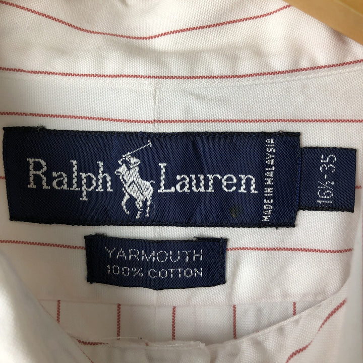 Ralph Lauren YARMOUTH Long Sleeve Button-Down Striped Shirt, Men's Size L cotton white type Vintage Second Hand