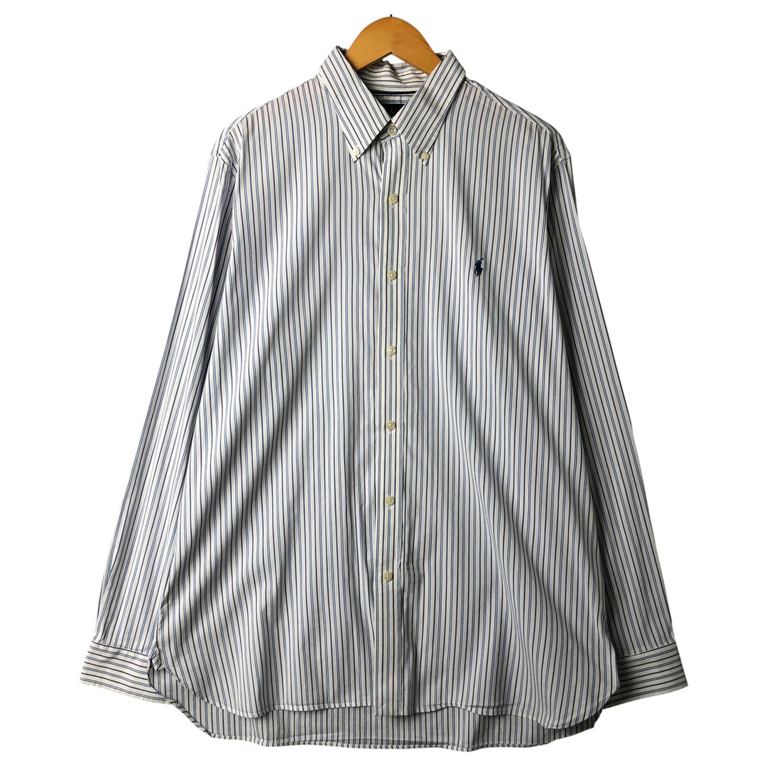 Ralph Lauren Performance Long Sleeve Button-Down Striped Shirt, Men's Size XL unclear white type Vintage Second Hand