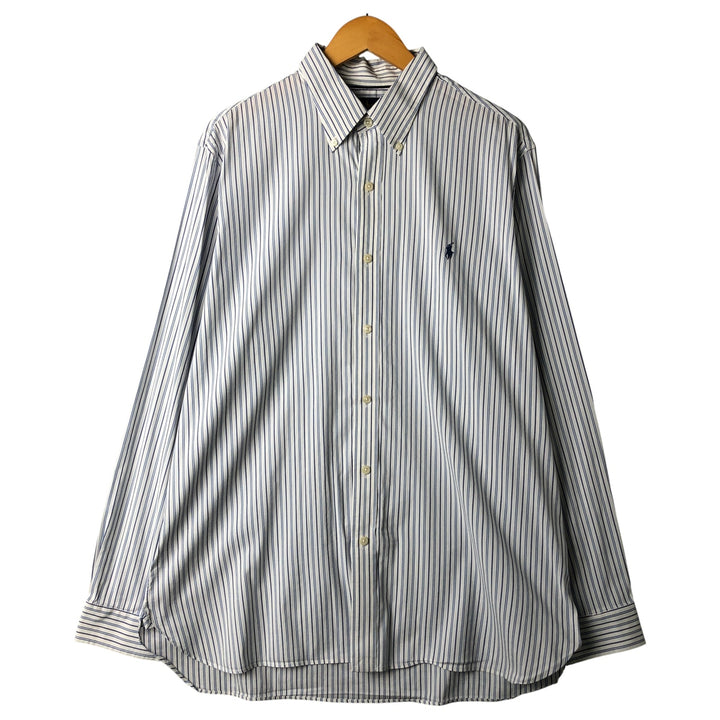 Ralph Lauren Performance Long Sleeve Button-Down Striped Shirt, Men's Size XL unclear white type Vintage Second Hand