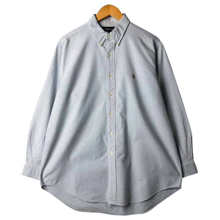 Ralph Lauren YARMOUTH Striped Pattern Long Sleeve Button-Down Striped Shirt, Size 16, 1 cotton Blue type light blue Vintage Second Hand