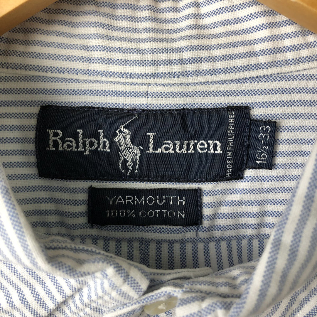 Ralph Lauren YARMOUTH Striped Pattern Long Sleeve Button-Down Striped Shirt, Size 16, 1 cotton Blue type light blue Vintage Second Hand