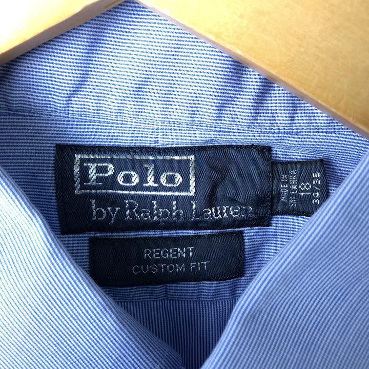 Ralph Lauren POLO by Ralph Lauren REGENT long-sleeved cotton striped shirt, men's size XXL cotton blue type Vintage Second Hand