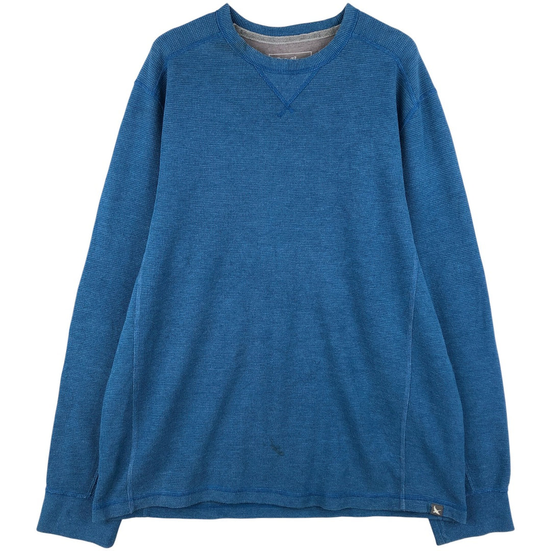 Eddie Bauer Thermal Ron T-shirt, Waffle, Men's L size cotton blue type Vintage Second Hand