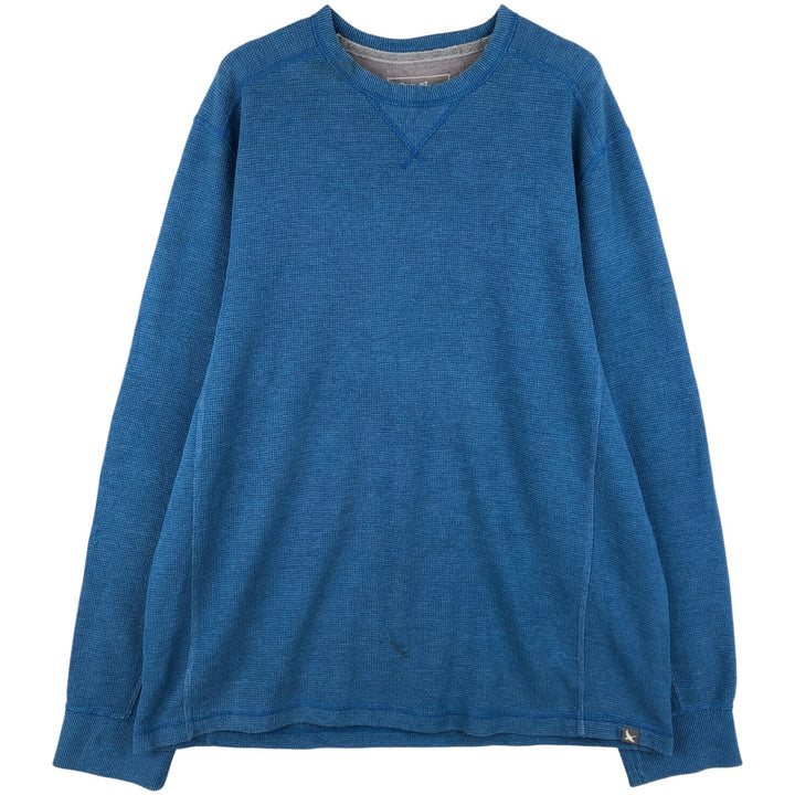 Eddie Bauer Thermal Ron T-shirt, Waffle, Men's L size cotton blue type Vintage Second Hand