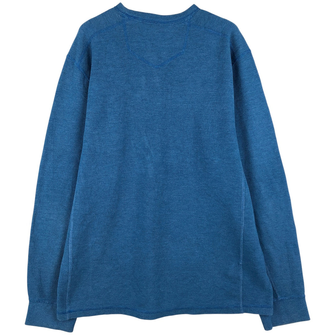Eddie Bauer Thermal Ron T-shirt, Waffle, Men's L size cotton blue type Vintage Second Hand