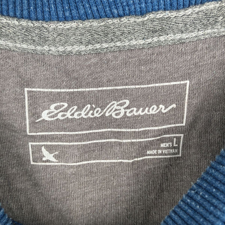Eddie Bauer Thermal Ron T-shirt, Waffle, Men's L size cotton blue type Vintage Second Hand