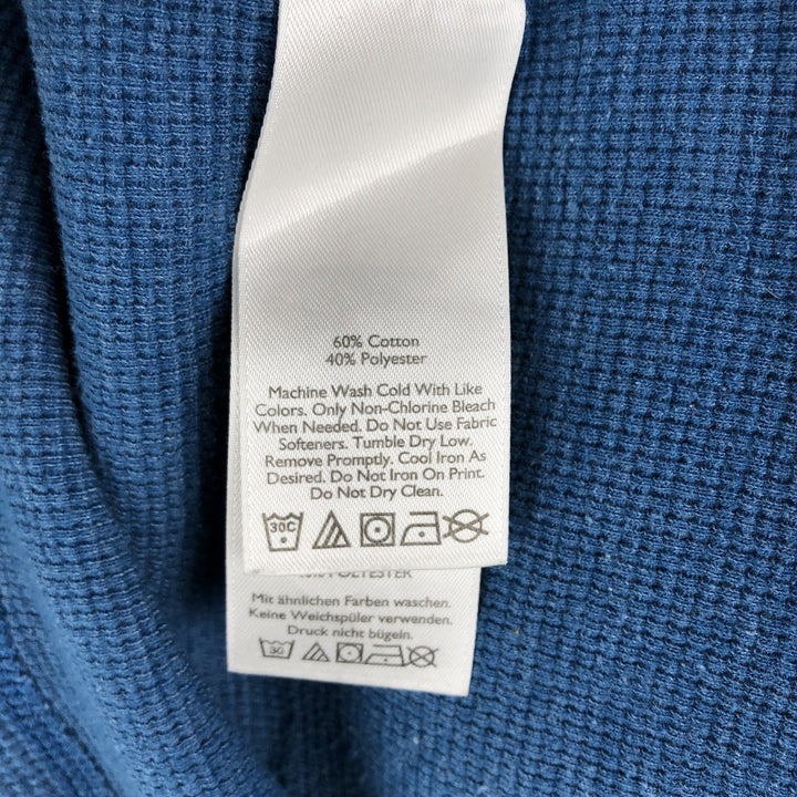 Eddie Bauer Thermal Ron T-shirt, Waffle, Men's L size cotton blue type Vintage Second Hand