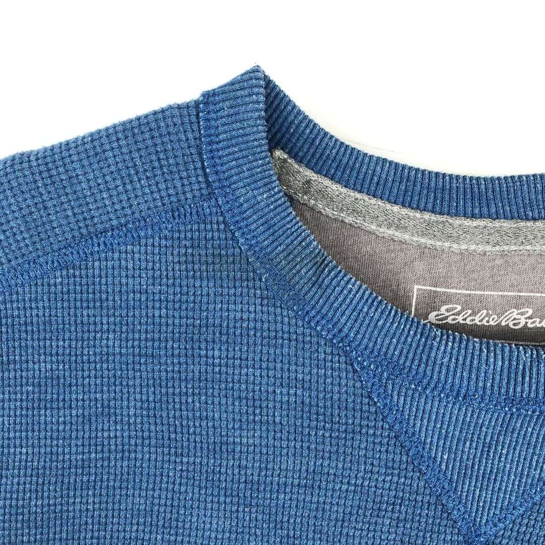 Eddie Bauer Thermal Ron T-shirt, Waffle, Men's L size cotton blue type Vintage Second Hand