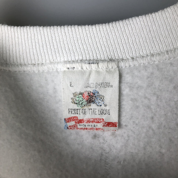 Vintage 1980'S Fruit of the Loom Pig Pattern Animal Sweatshirt, Made in USA, Men's Size L cotton white type Vintage Second Hand