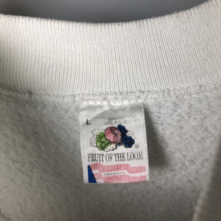 Vintage 90'S Fruit of the Loom Seal Pattern Animal Sweatshirt, Made in USA, Men's Size L cotton white type Vintage Second Hand