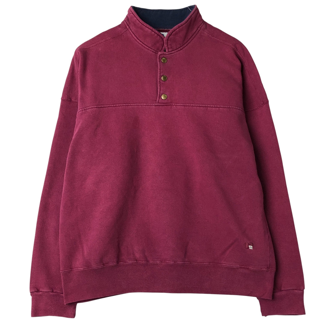 90'S Russell High Cotton Half-Button Blank Sweatshirt, Made in USA, Men's Size XL, Vintage cotton Red type red-purple Vintage Second Hand