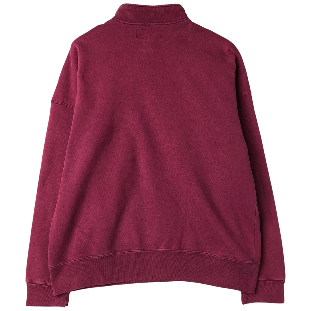 90'S Russell High Cotton Half-Button Blank Sweatshirt, Made in USA, Men's Size XL, Vintage cotton Red type red-purple Vintage Second Hand