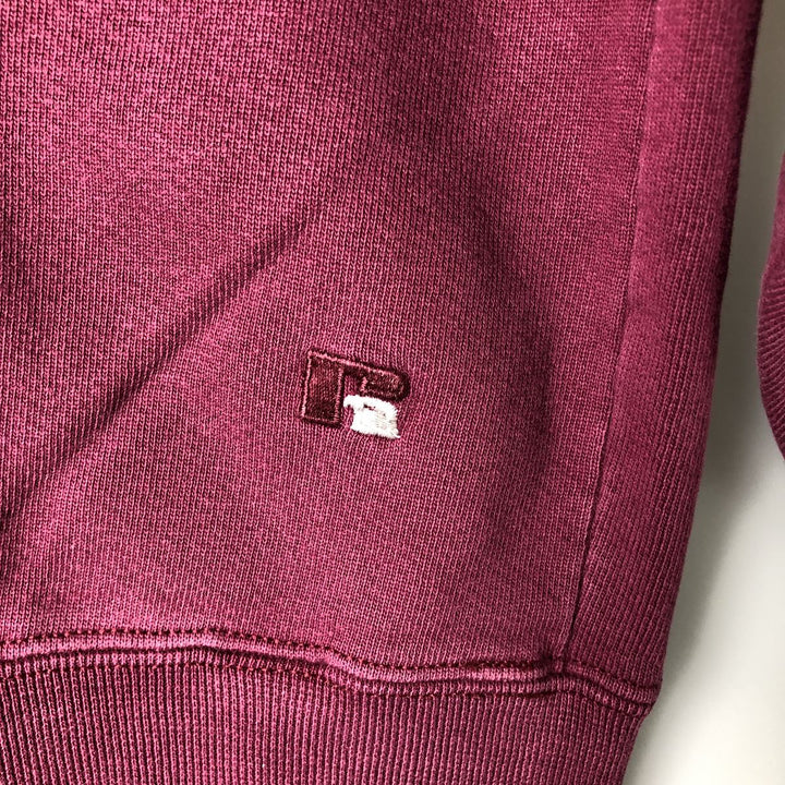 90'S Russell High Cotton Half-Button Blank Sweatshirt, Made in USA, Men's Size XL, Vintage cotton Red type red-purple Vintage Second Hand