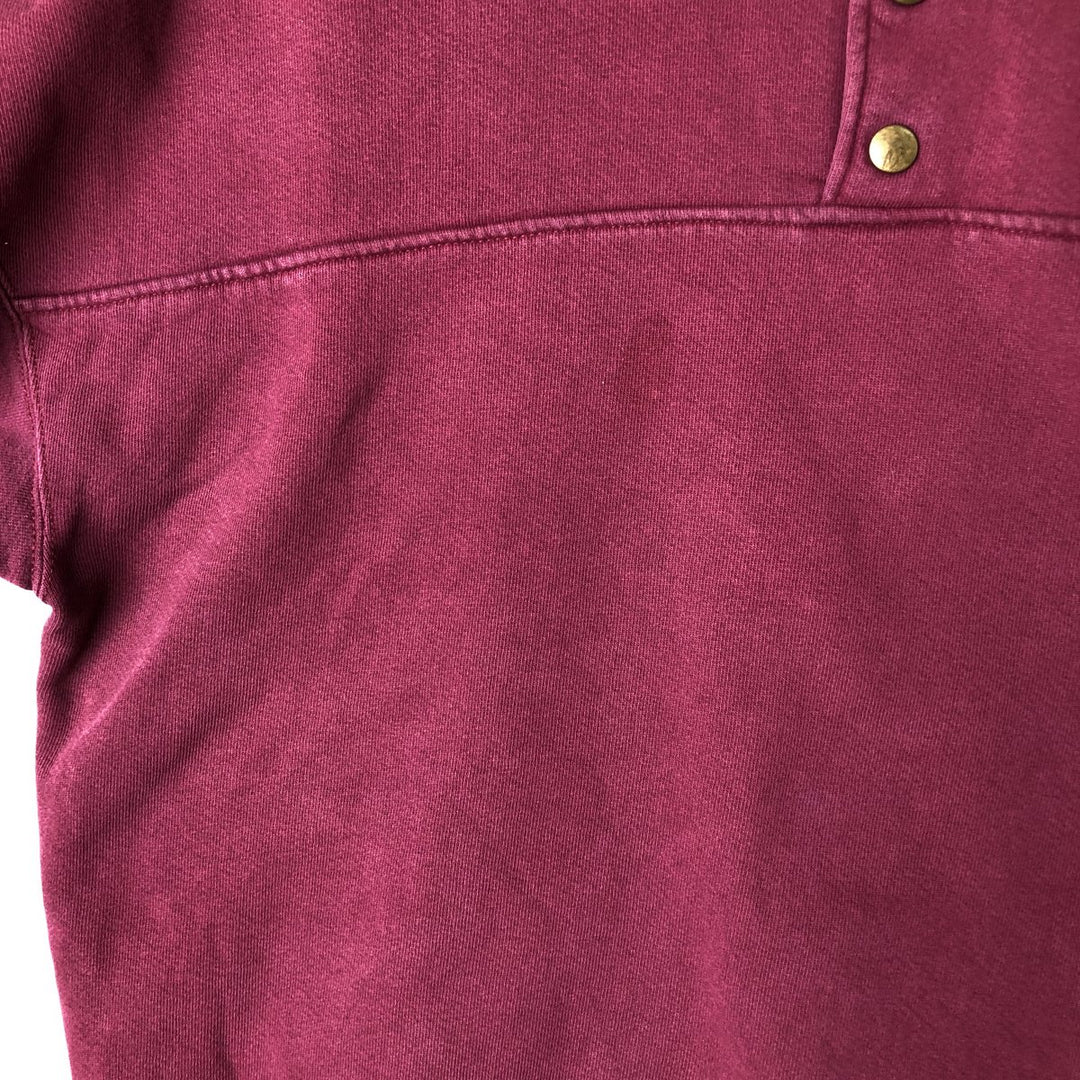 90'S Russell High Cotton Half-Button Blank Sweatshirt, Made in USA, Men's Size XL, Vintage cotton Red type red-purple Vintage Second Hand