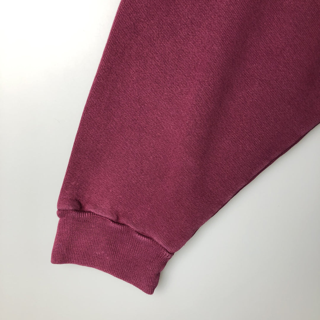 90'S Russell High Cotton Half-Button Blank Sweatshirt, Made in USA, Men's Size XL, Vintage cotton Red type red-purple Vintage Second Hand