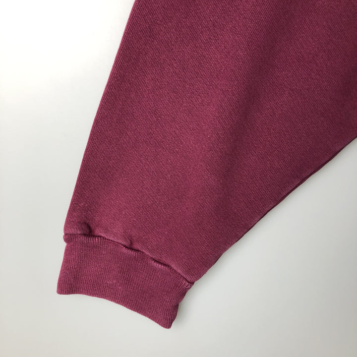 90'S Russell High Cotton Half-Button Blank Sweatshirt, Made in USA, Men's Size XL, Vintage cotton Red type red-purple Vintage Second Hand