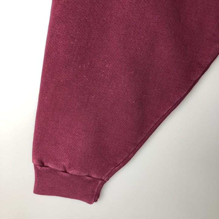 90'S Russell High Cotton Half-Button Blank Sweatshirt, Made in USA, Men's Size XL, Vintage cotton Red type red-purple Vintage Second Hand