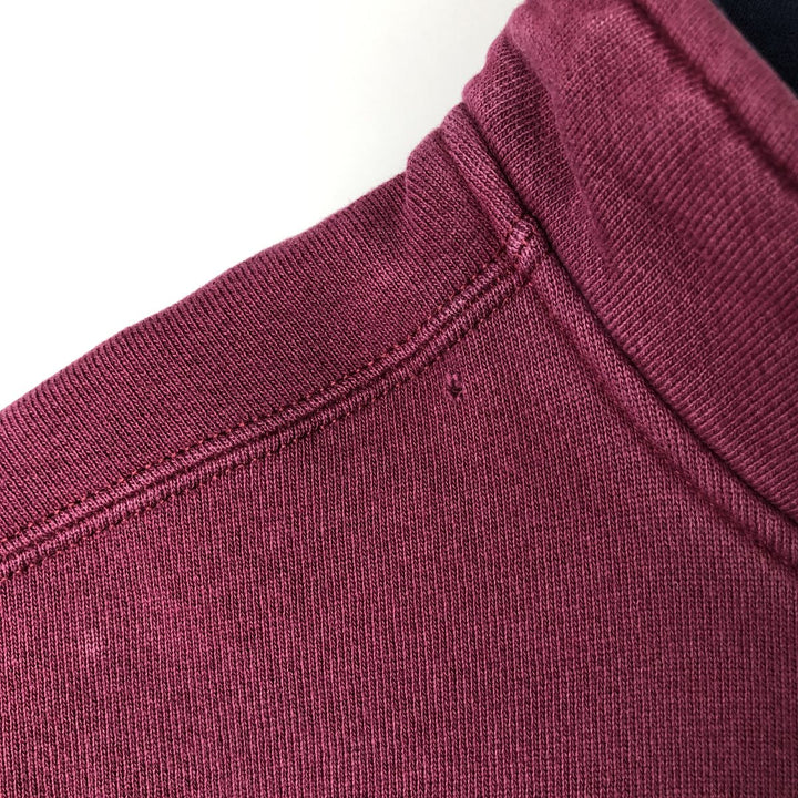 90'S Russell High Cotton Half-Button Blank Sweatshirt, Made in USA, Men's Size XL, Vintage cotton Red type red-purple Vintage Second Hand