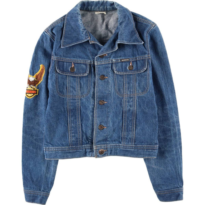 MUSTANG Eagle Pattern Denim Jacket, Men's Size Small, Vintage cotton blue type Vintage Second Hand