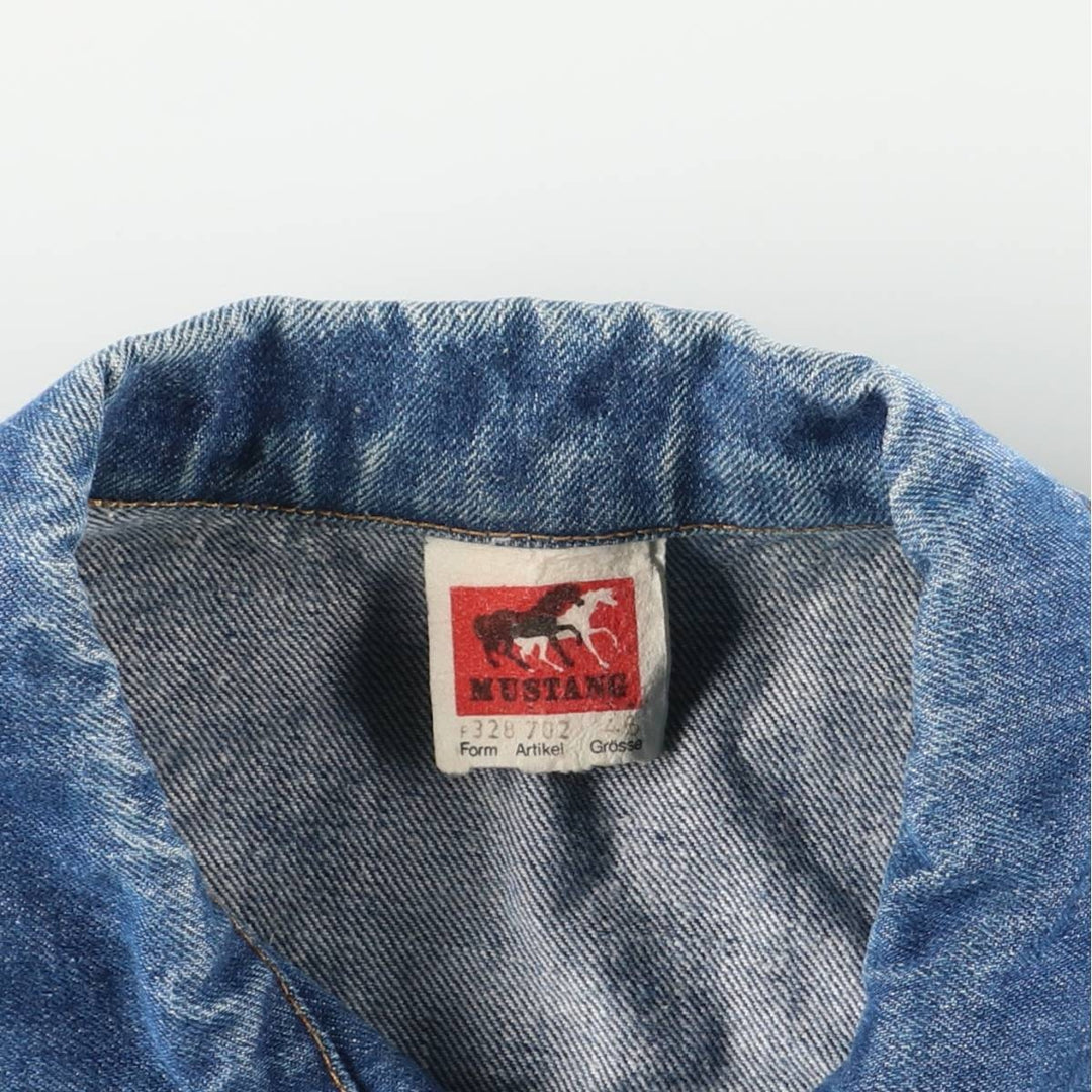 MUSTANG Eagle Pattern Denim Jacket, Men's Size Small, Vintage cotton blue type Vintage Second Hand