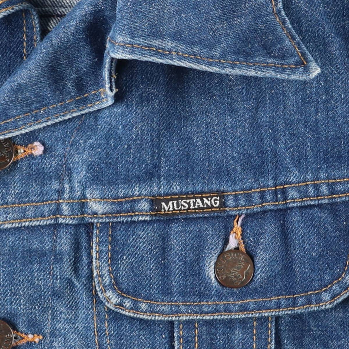 MUSTANG Eagle Pattern Denim Jacket, Men's Size Small, Vintage cotton blue type Vintage Second Hand