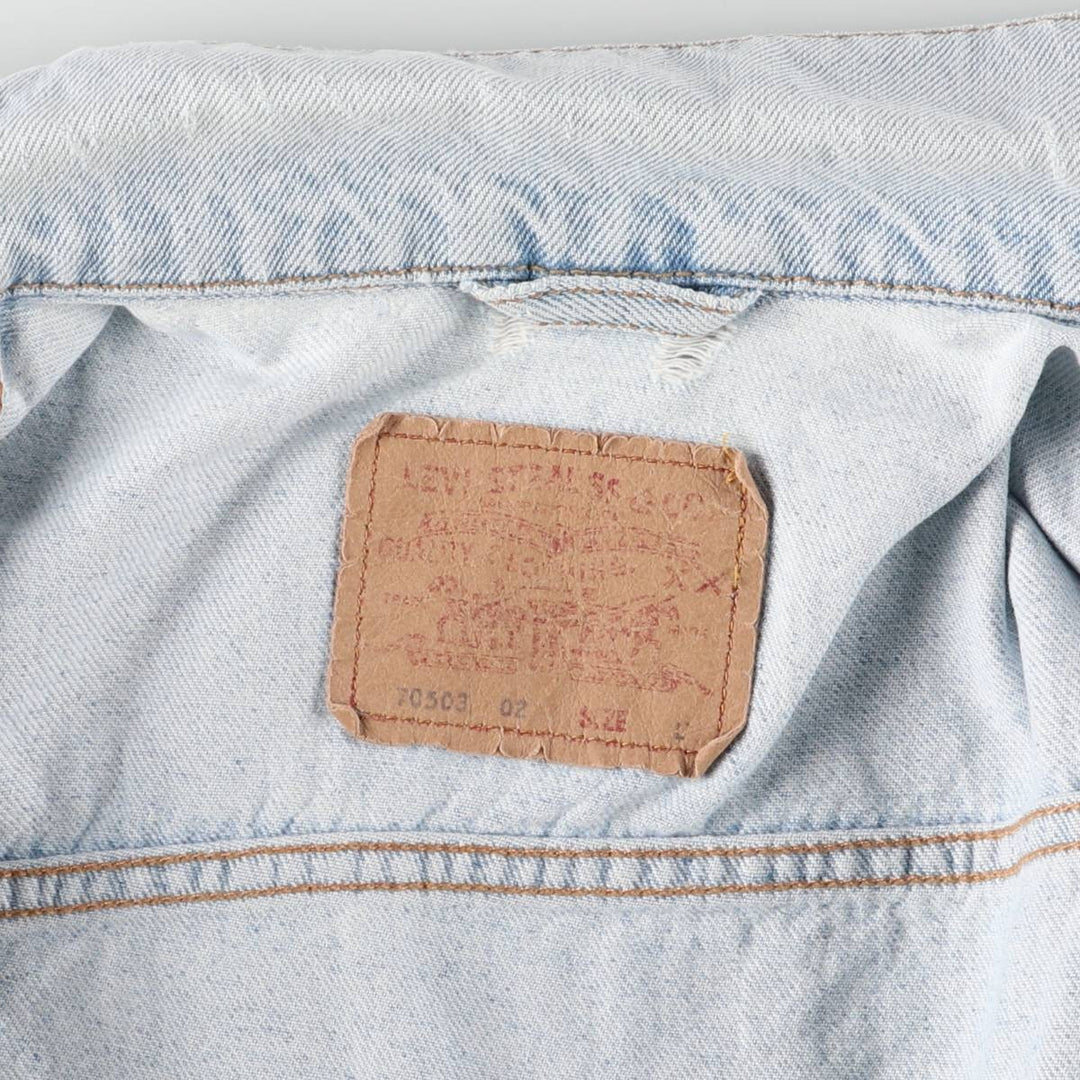 90'S Levi's 70503-0213 Denim Jacket, Men's Size L, Vintage cotton blue type Vintage Second Hand