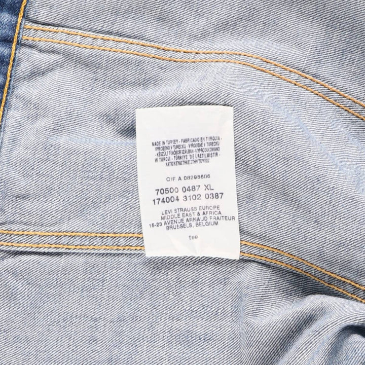 2000'S Levi's 70500-0487 Euro Model Denim Jacket, Men's Size XL cotton blue type Vintage Second Hand