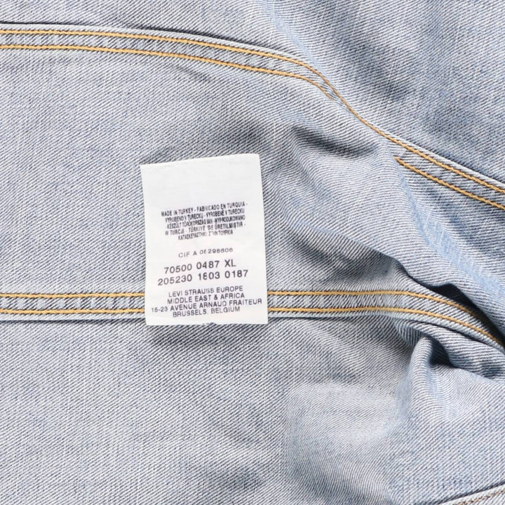 2000'S Levi's 70500-0487 Euro Model Denim Jacket, Men's Size XL cotton blue type Vintage Second Hand