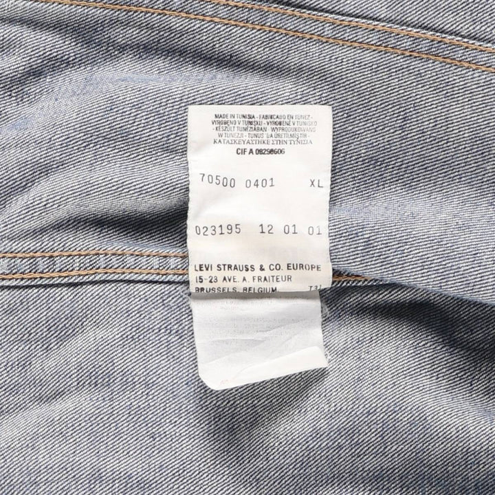 2000'S Levi's 70500-0401 Euro Model Denim Jacket, Men's Size XL cotton blue type Vintage Second Hand