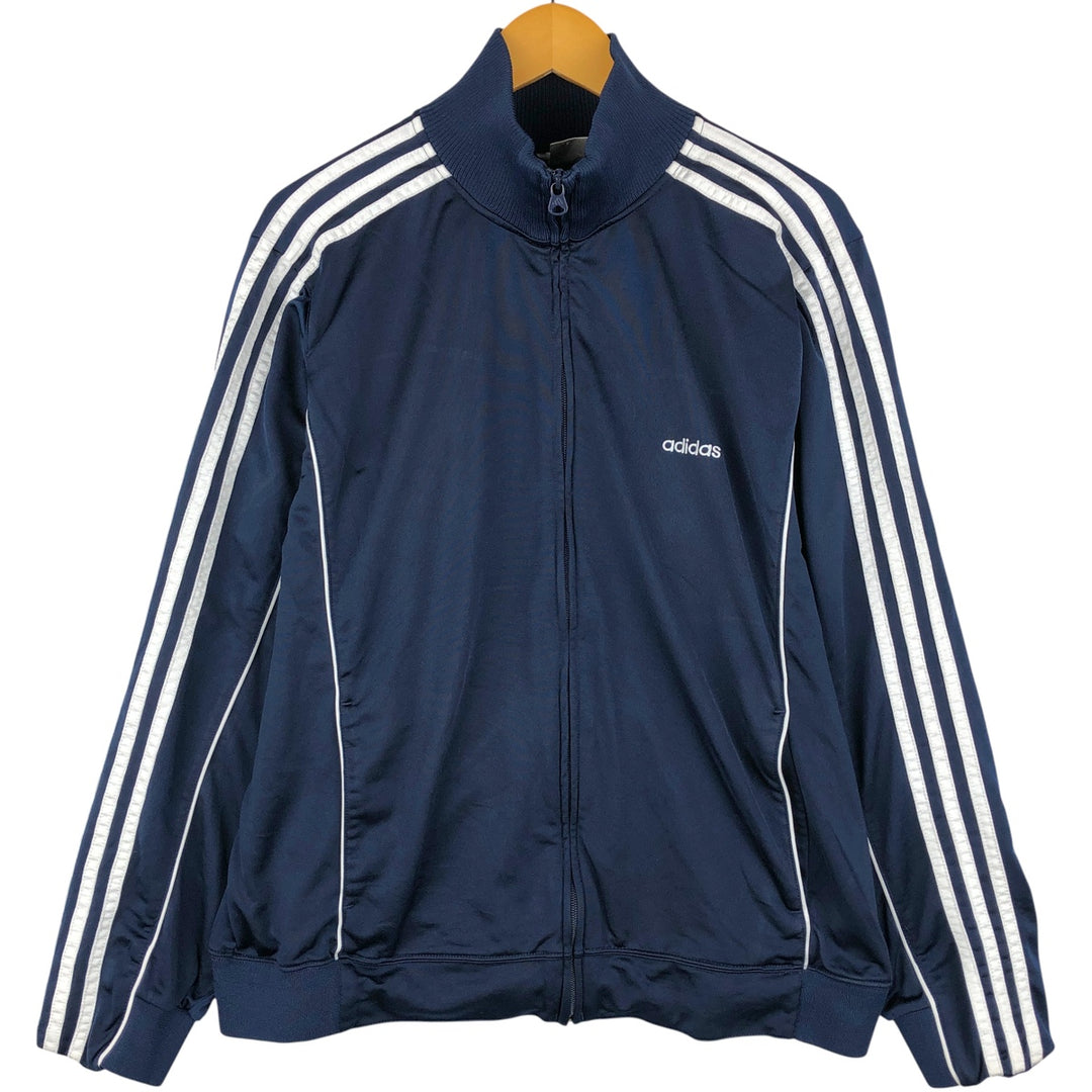 00'S adidas jersey track jacket, men's size L polyester navy blue type Vintage Second Hand