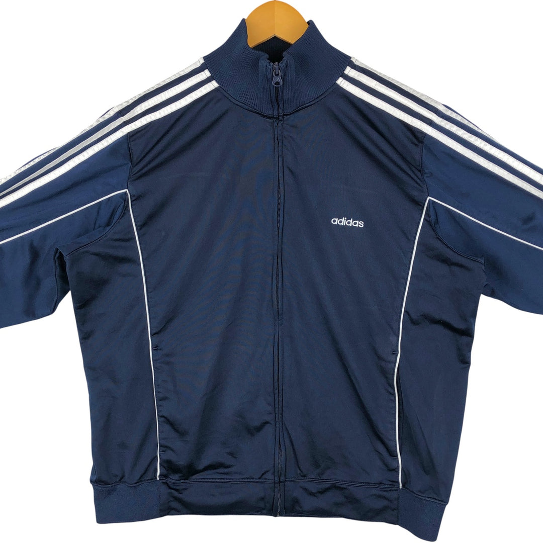 00'S adidas jersey track jacket, men's size L polyester navy blue type Vintage Second Hand