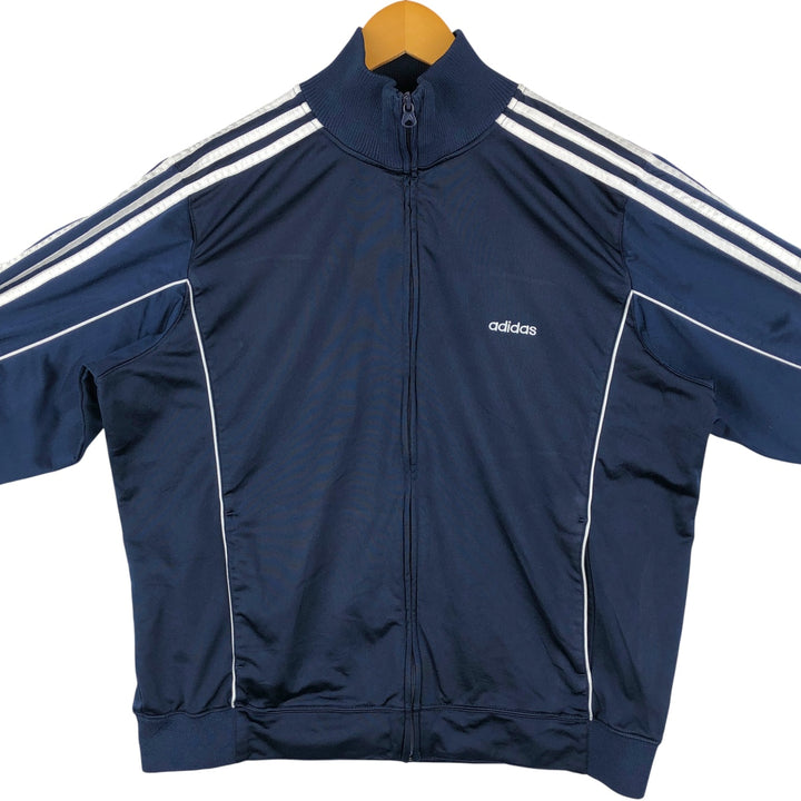 00'S adidas jersey track jacket, men's size L polyester navy blue type Vintage Second Hand