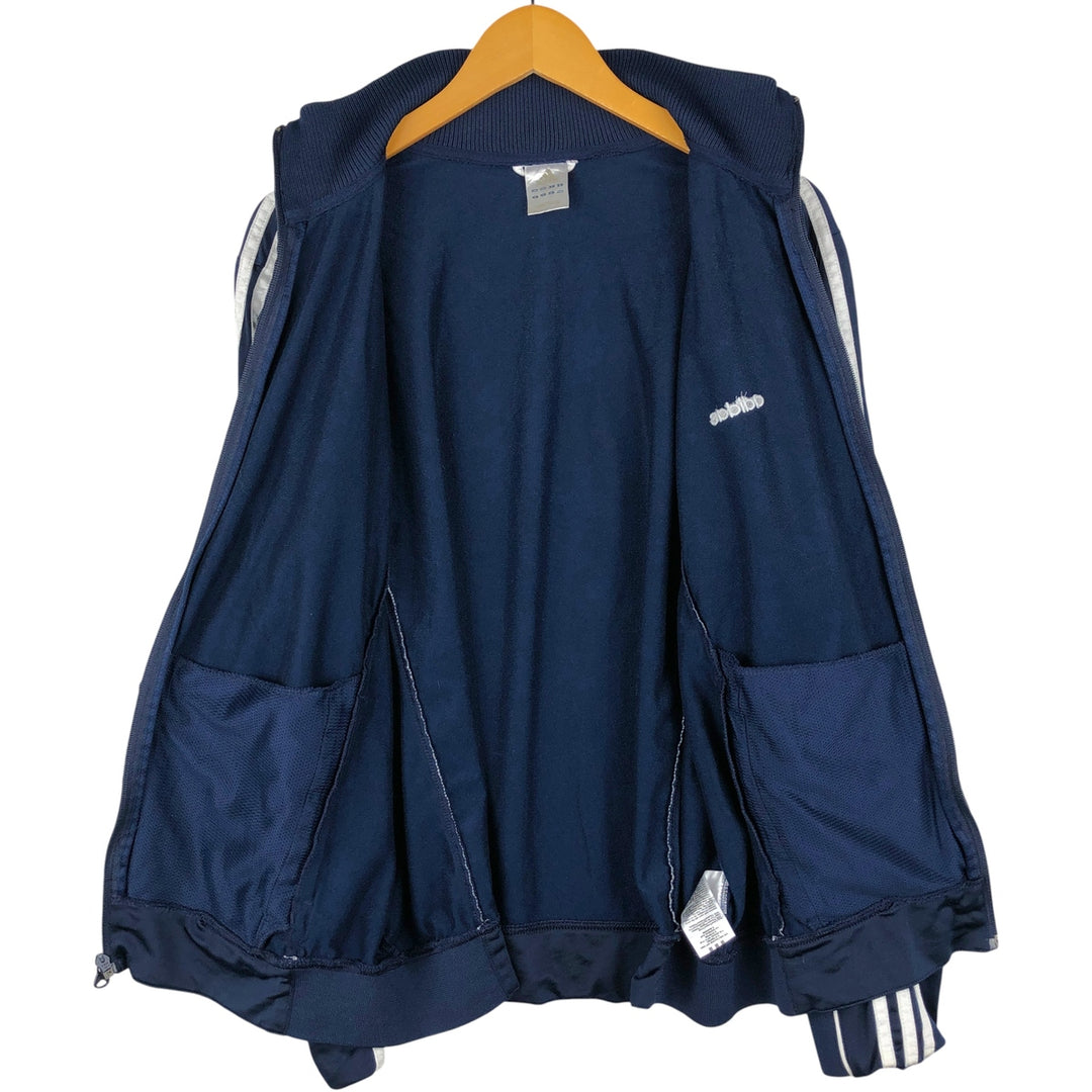 00'S adidas jersey track jacket, men's size L polyester navy blue type Vintage Second Hand