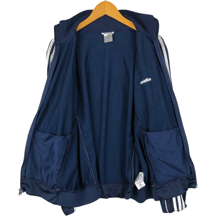 00'S adidas jersey track jacket, men's size L polyester navy blue type Vintage Second Hand